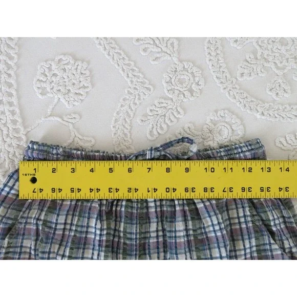 Vintage 90s Ericka & Co Madras Plaid Cotton Baggy Long Shorts Drawstring Small - Picture 3 of 6